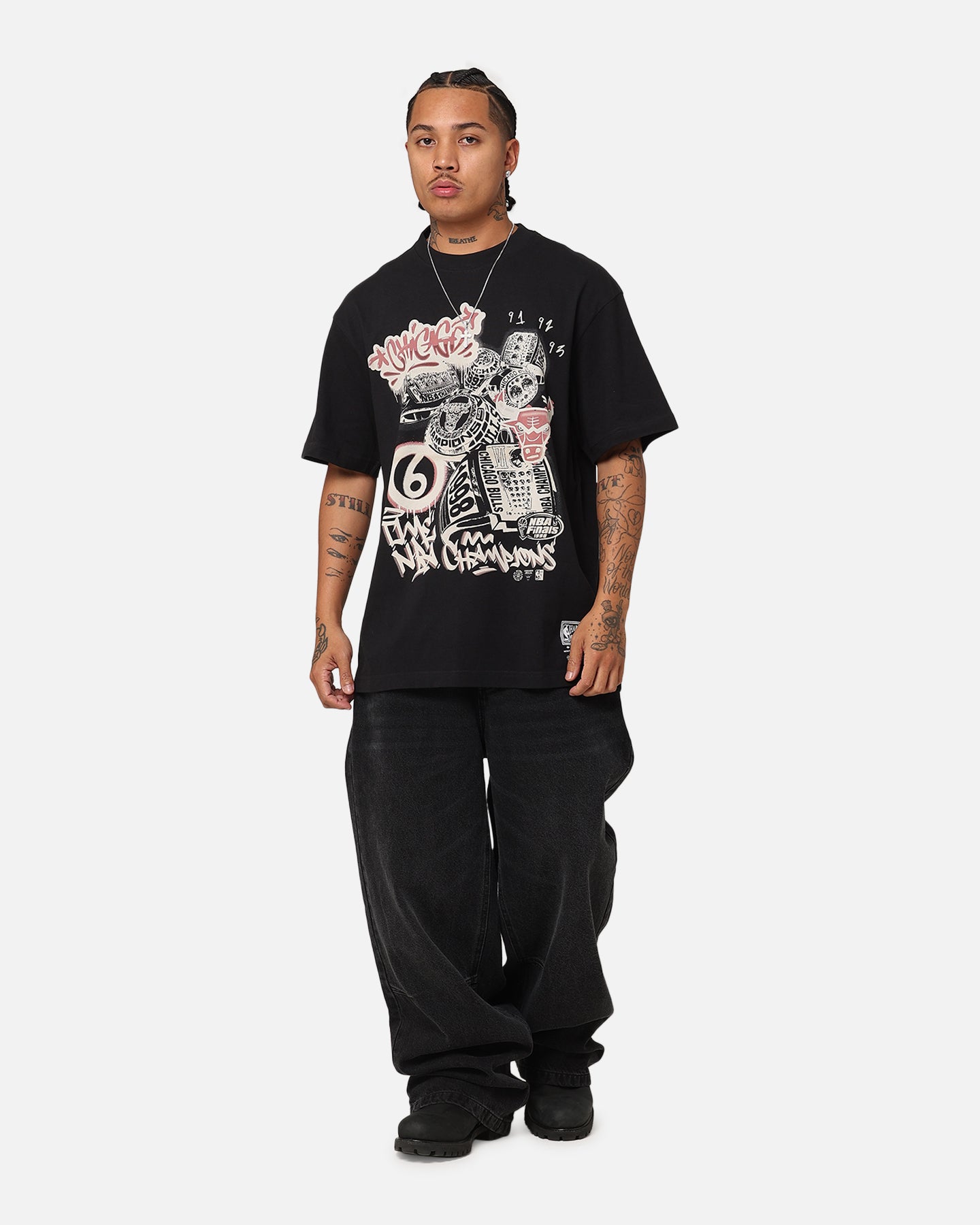 Mitchell & Ness Chicago Bulls Champs Graffiti T-Shirt Faded Black
