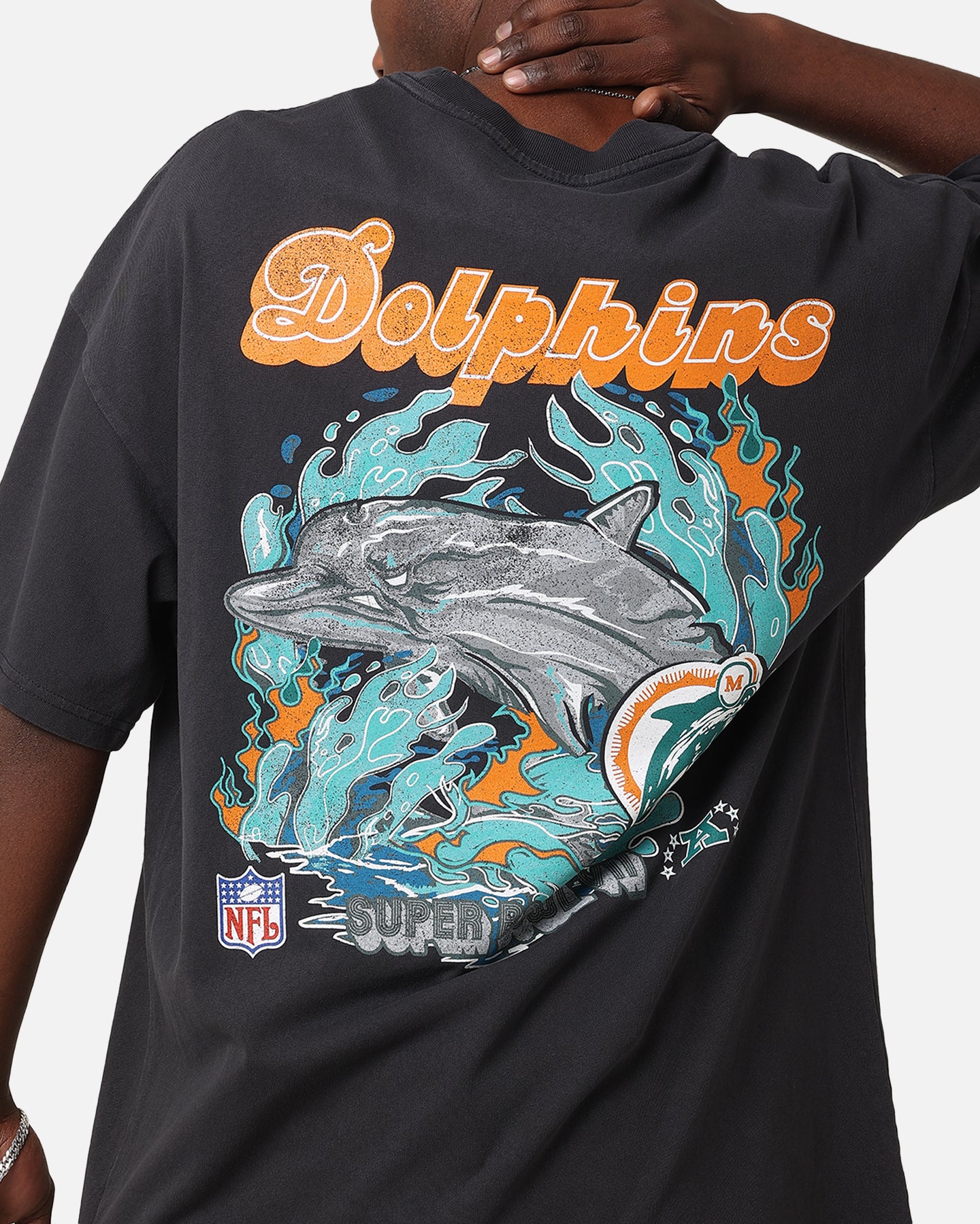 Mitchell & Ness Miami Dolphins 'Alter Ego' Flames T-Shirt Faded
