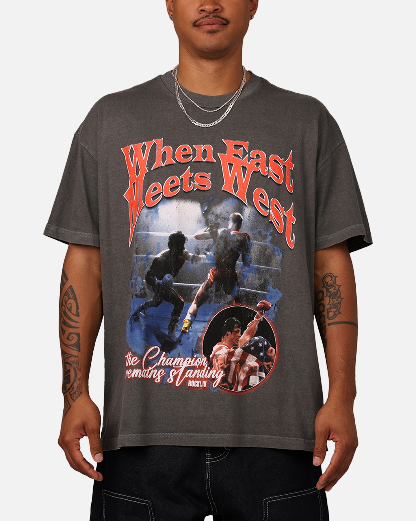 レア［kith］ROCKY IV vintage tee Kith Rocky IV Vintage Tee Black Men's - SS22 - US