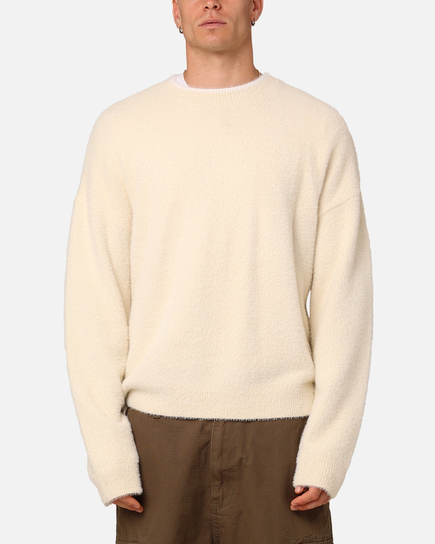 XXIII Crew Neck Fluffy Sweater Cream/White | Culture Kings US