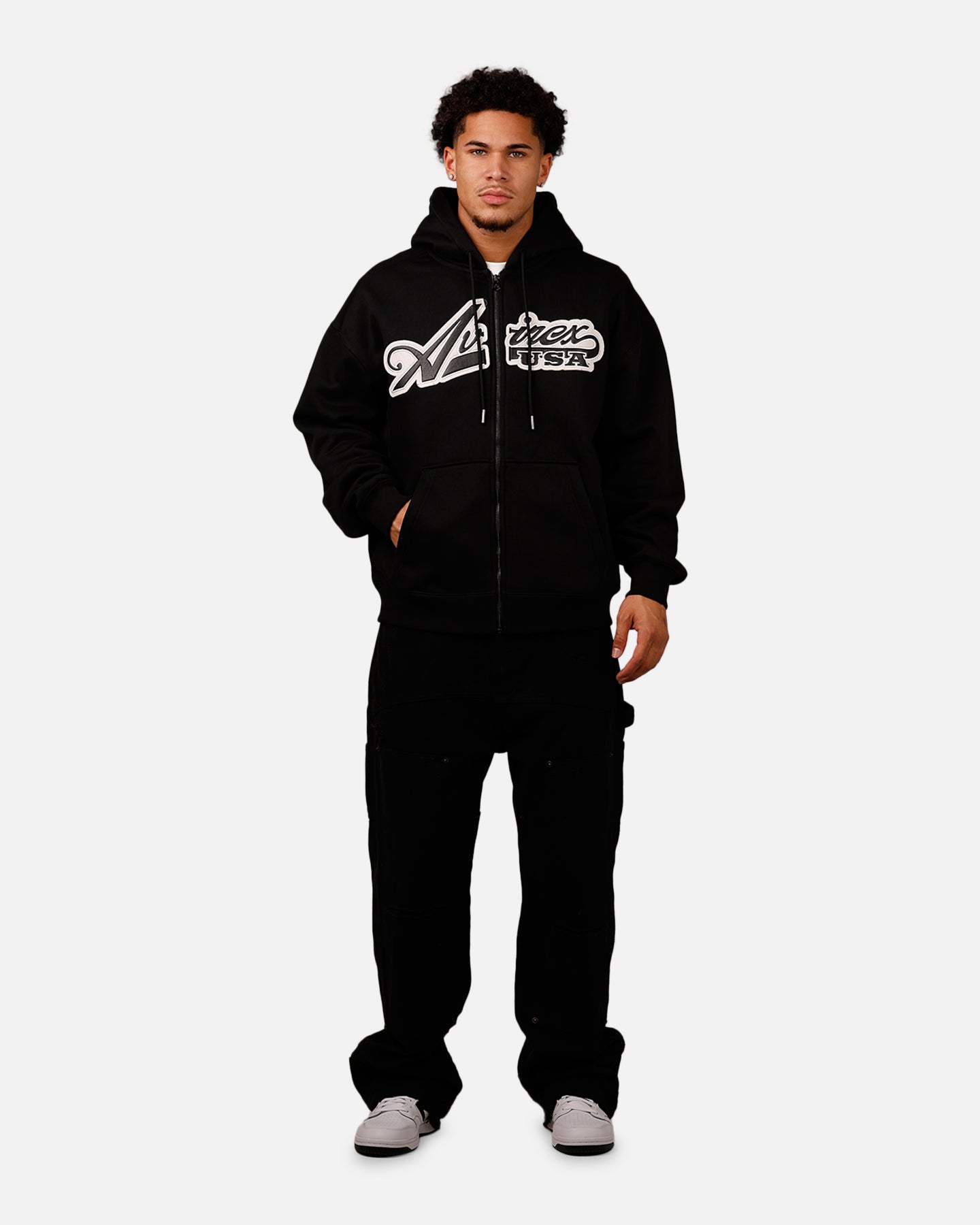 Avirex Script Full Zip Hoodie Black | Culture Kings US