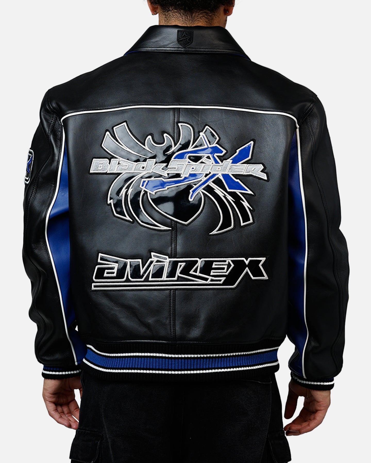 Avirex Spider Racing Jacket Black/Blue | Culture Kings US