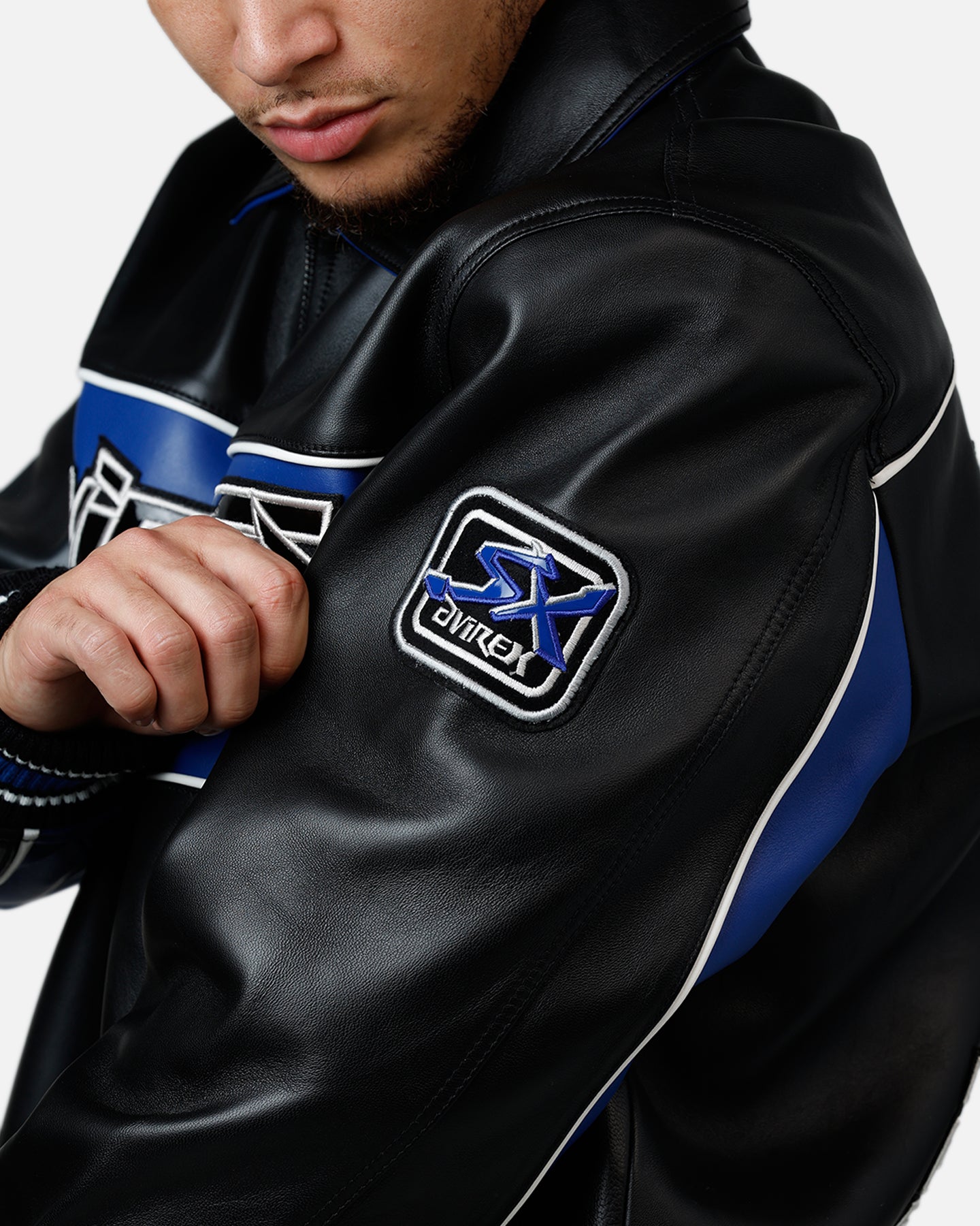 Avirex Spider Racing Jacket Black/Blue | Culture Kings US
