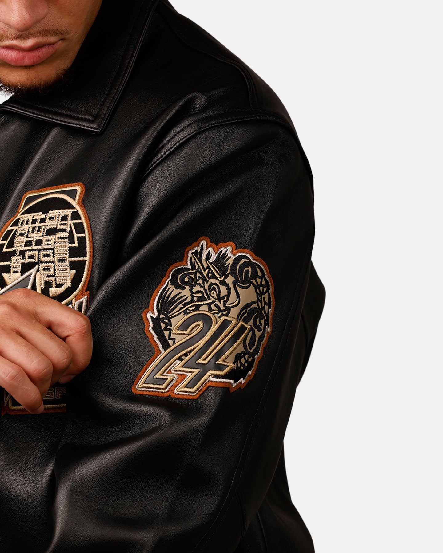 Vintage Dragon Tattoo Leather Jacket 八の字 Vintage 1990s Avirex Dragon Eyes Leather Varsity Jacket / Avirex