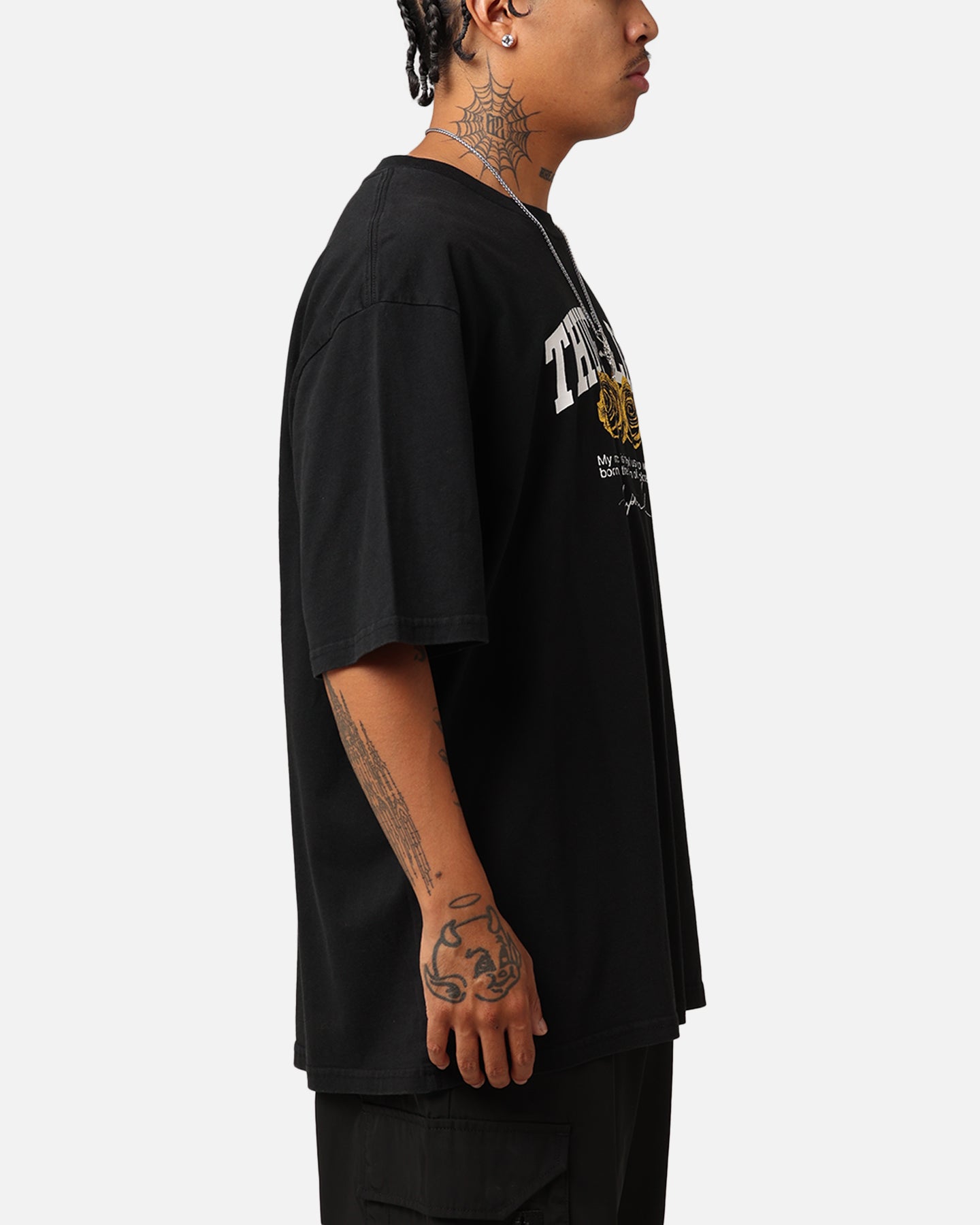 Tupac Thug Life Rose T-Shirt Washed Black | Culture Kings US