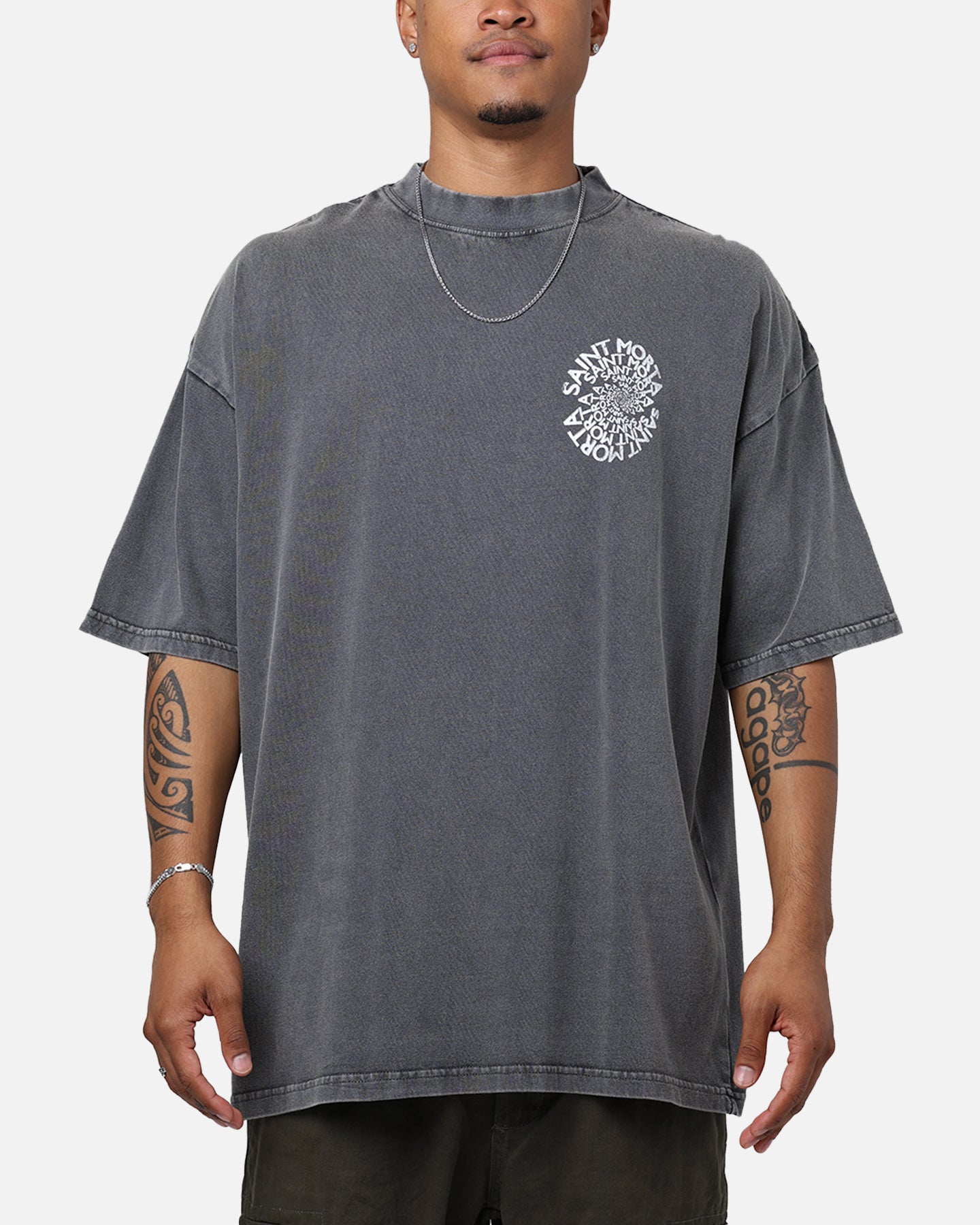 Saint Morta Vortex Mock T-Shirt Washed Charcoal | Culture Kings US