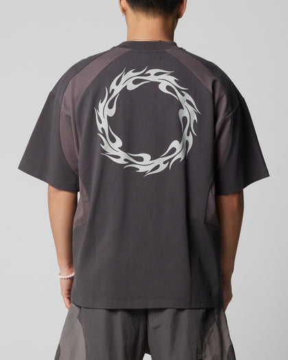 Loiter Subcultural Panel T-Shirt Charcoal