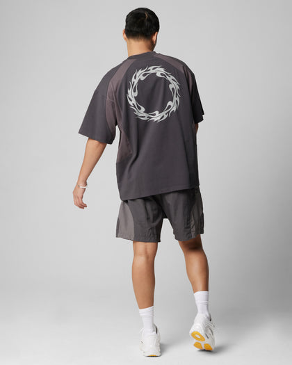 Loiter Subcultural Panel T-Shirt Charcoal