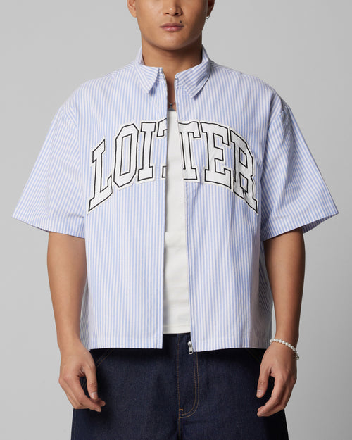 Loiter Studio Zip Shirt Blue Stripe
