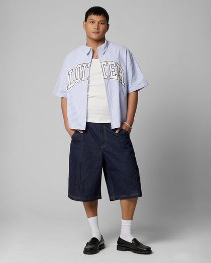 Loiter Studio Zip Shirt Blue Stripe