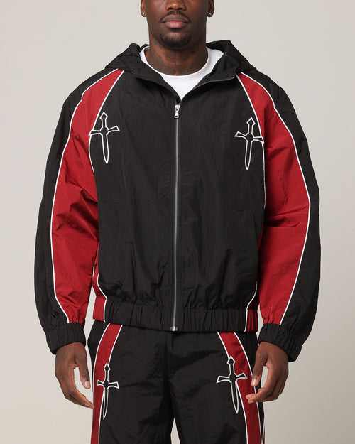 Saint Morta Boundary Windbreaker Jacket Black/Burgundy