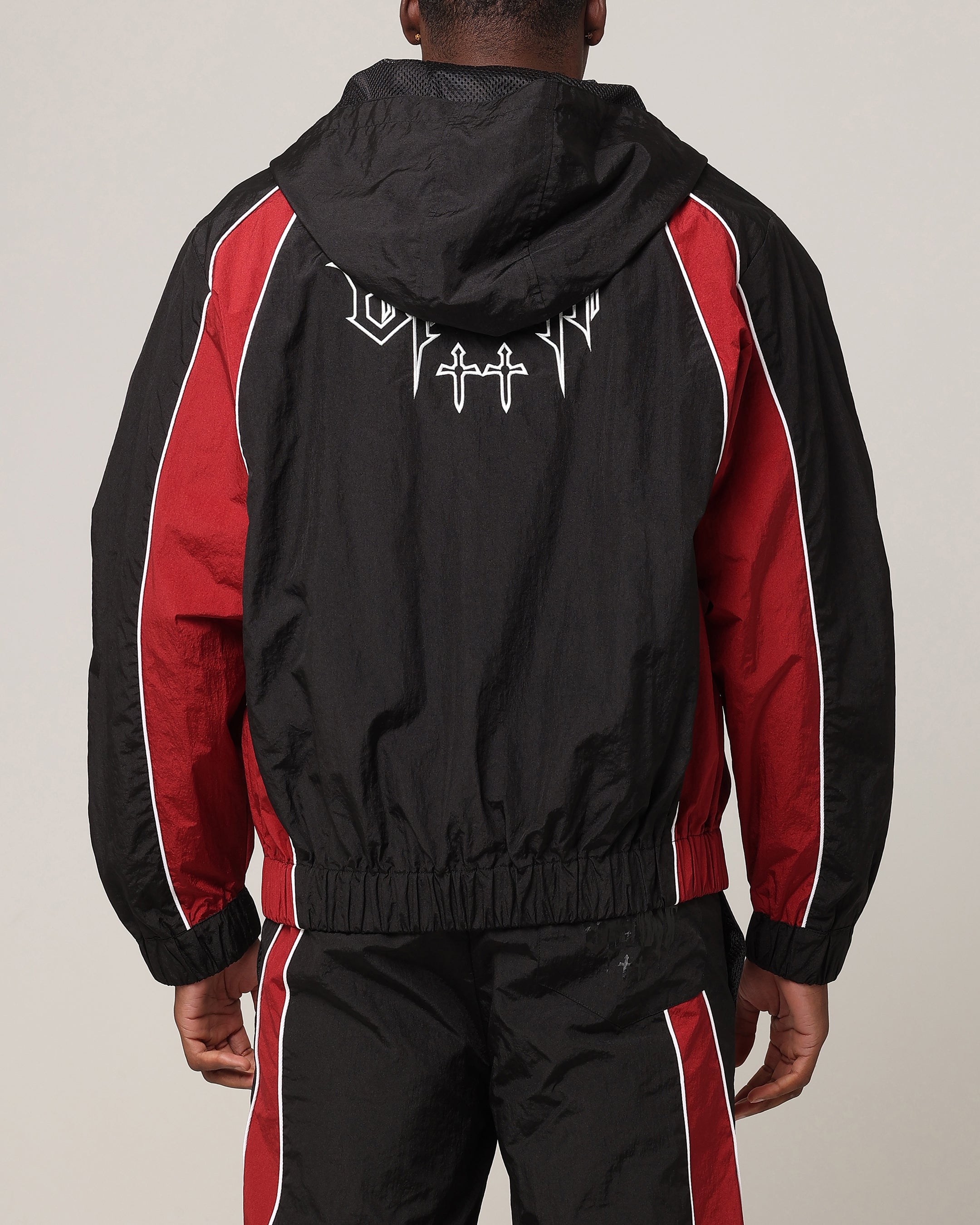 Saint Morta Boundary Windbreaker Jacket Black/Burgundy | Culture