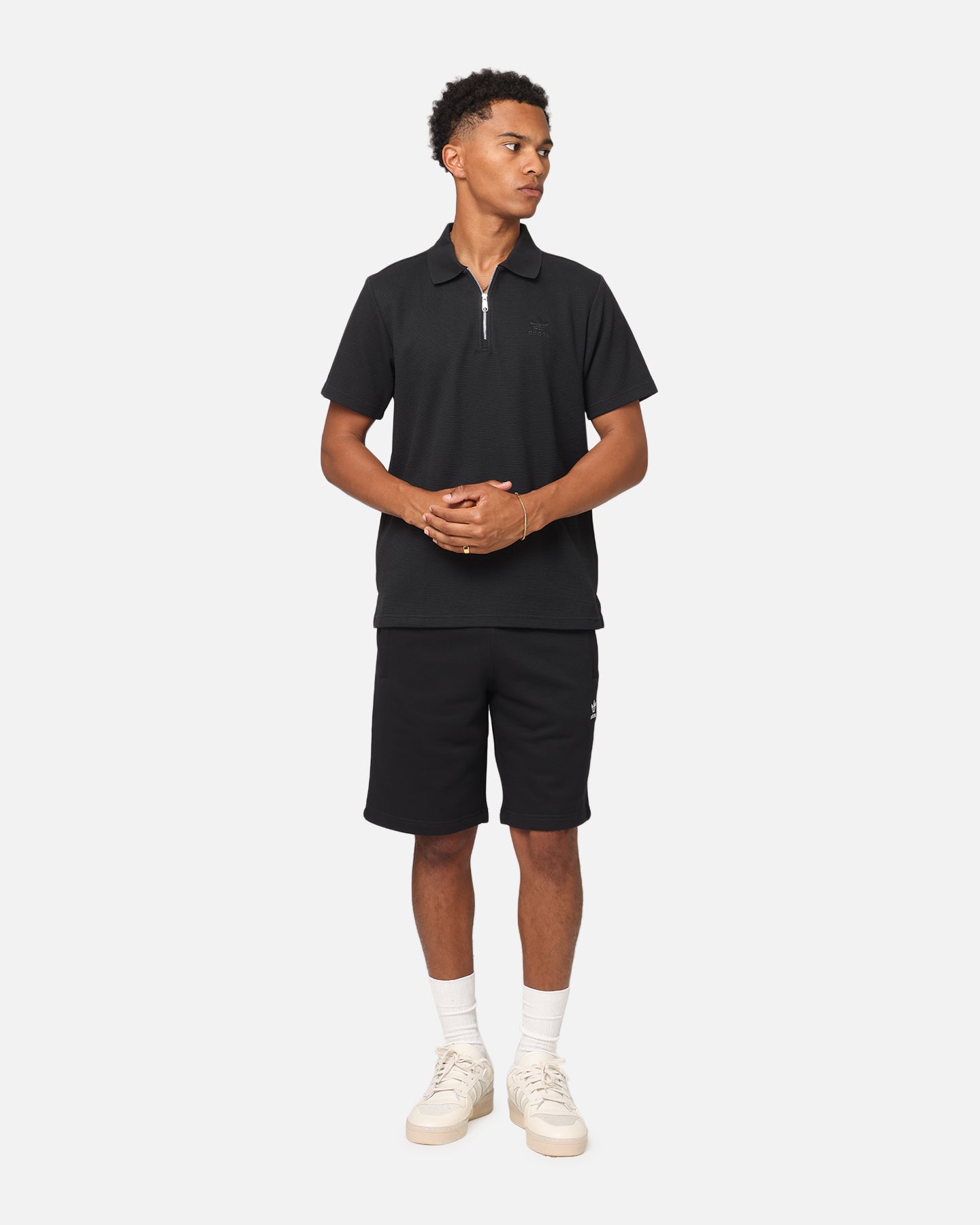 Adidas Essentials Waffle Polo T-Shirt Black | Culture Kings US
