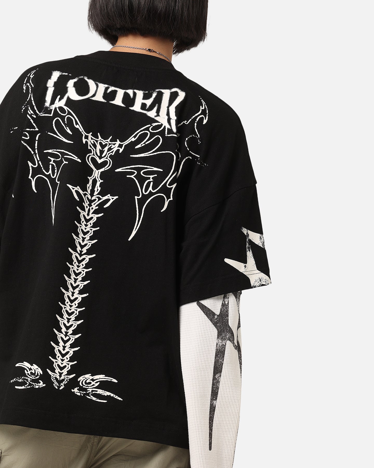 ＊Rin＊ アンヌーク Print Long T-shirts ブラック anuke ANUKE (アンヌーク）Print Long T-shirts 即日発送