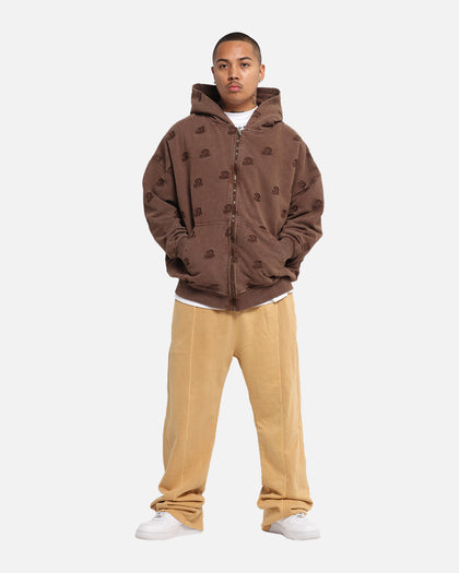Dreamville Logo All Over Zip Hoodie Brown