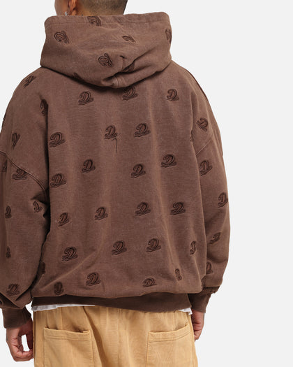 Dreamville Logo All Over Zip Hoodie Brown
