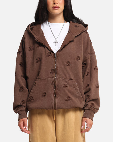 Dreamville Logo All Over Zip Hoodie Brown | Culture Kings US