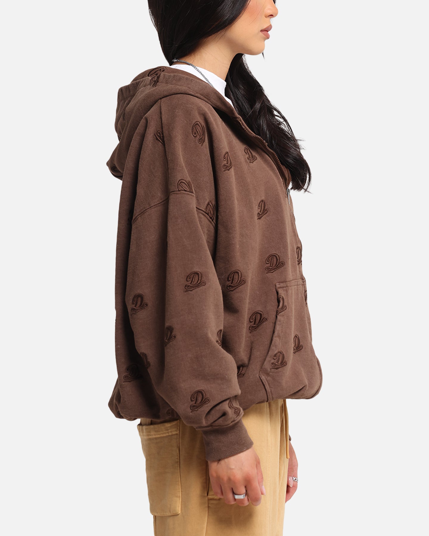 Dreamville Logo All Over Zip Hoodie Brown | Culture Kings US