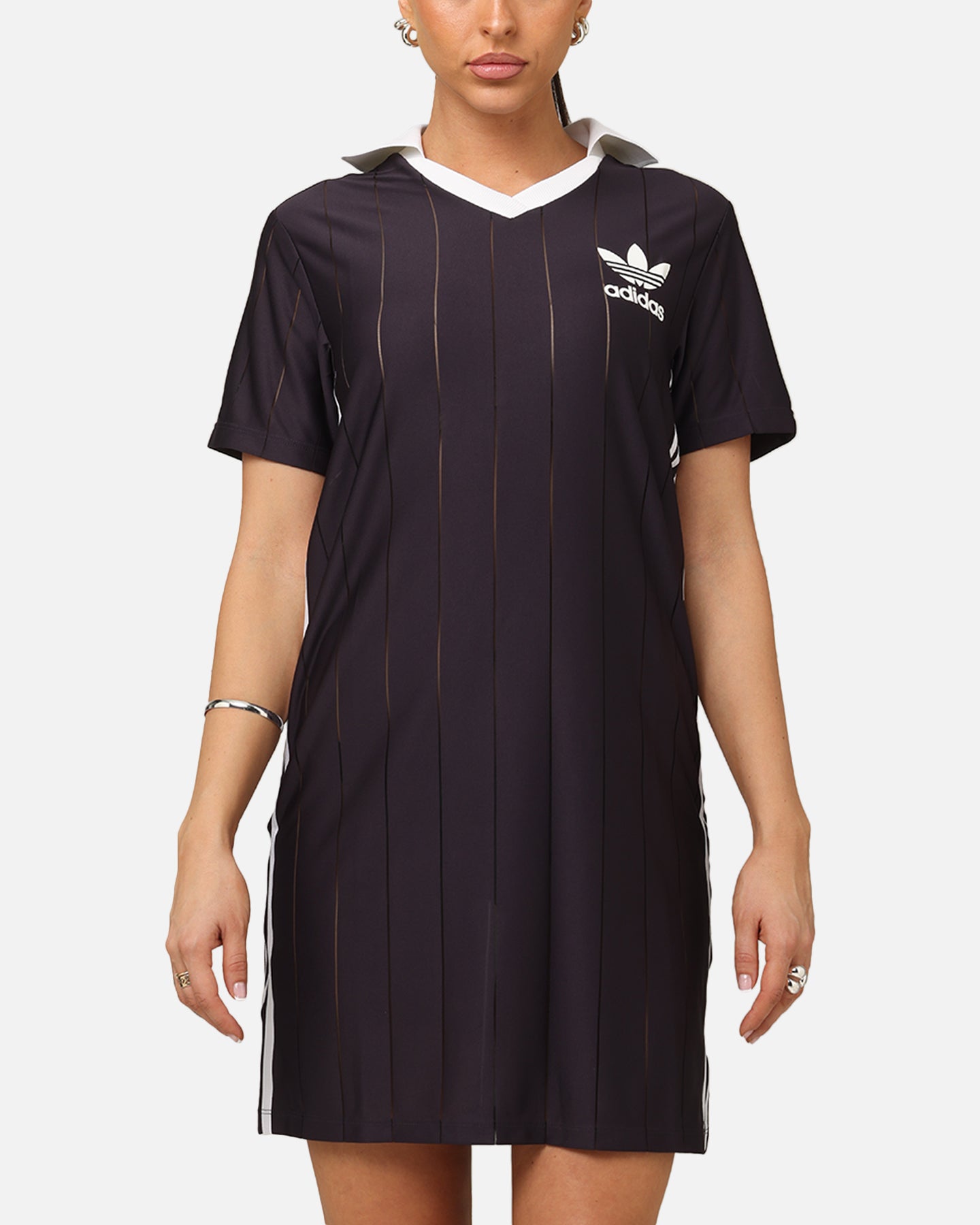 black adidas dress Women's 3-Stripes Pinstripe Aurora City Vibe Floral Printed Made for those who Color Main_Black Size:USA 14 (XXL)/46 in.(117 cm)Garment Chest