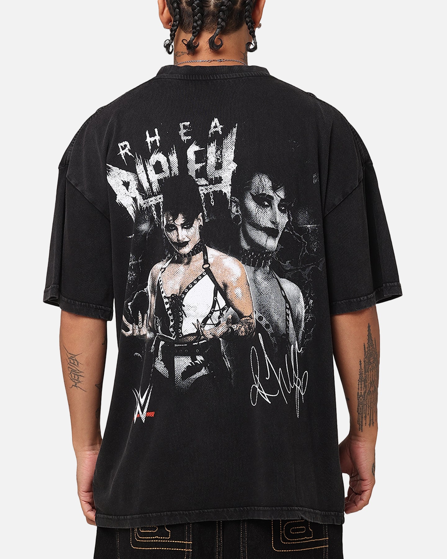 Culture Kings X WWE Rhea Ripley Vintage T-Shirt Black Acidwash