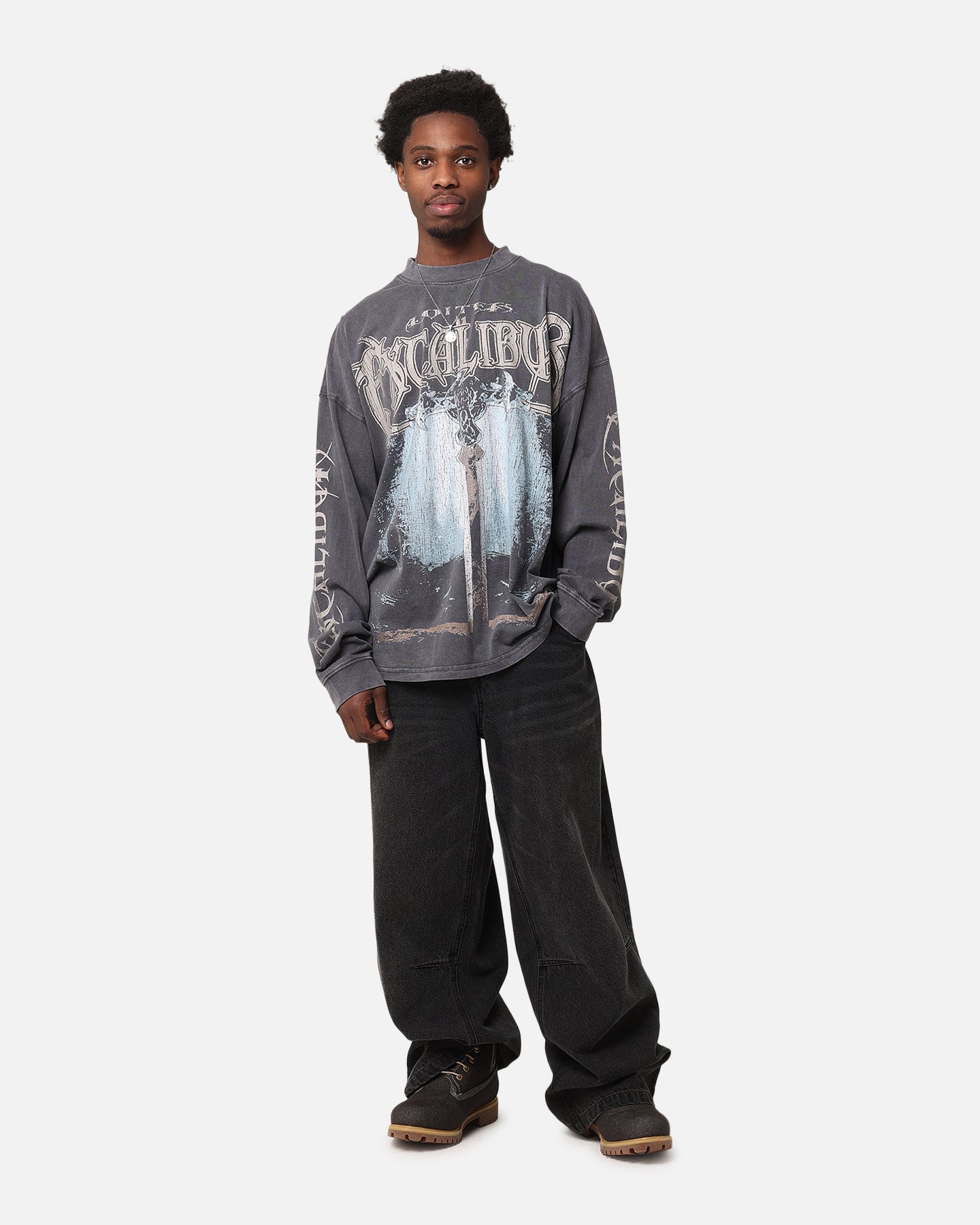 Loiter Excalibur Long Sleeve T-Shirt Washed Black | Culture Kings US