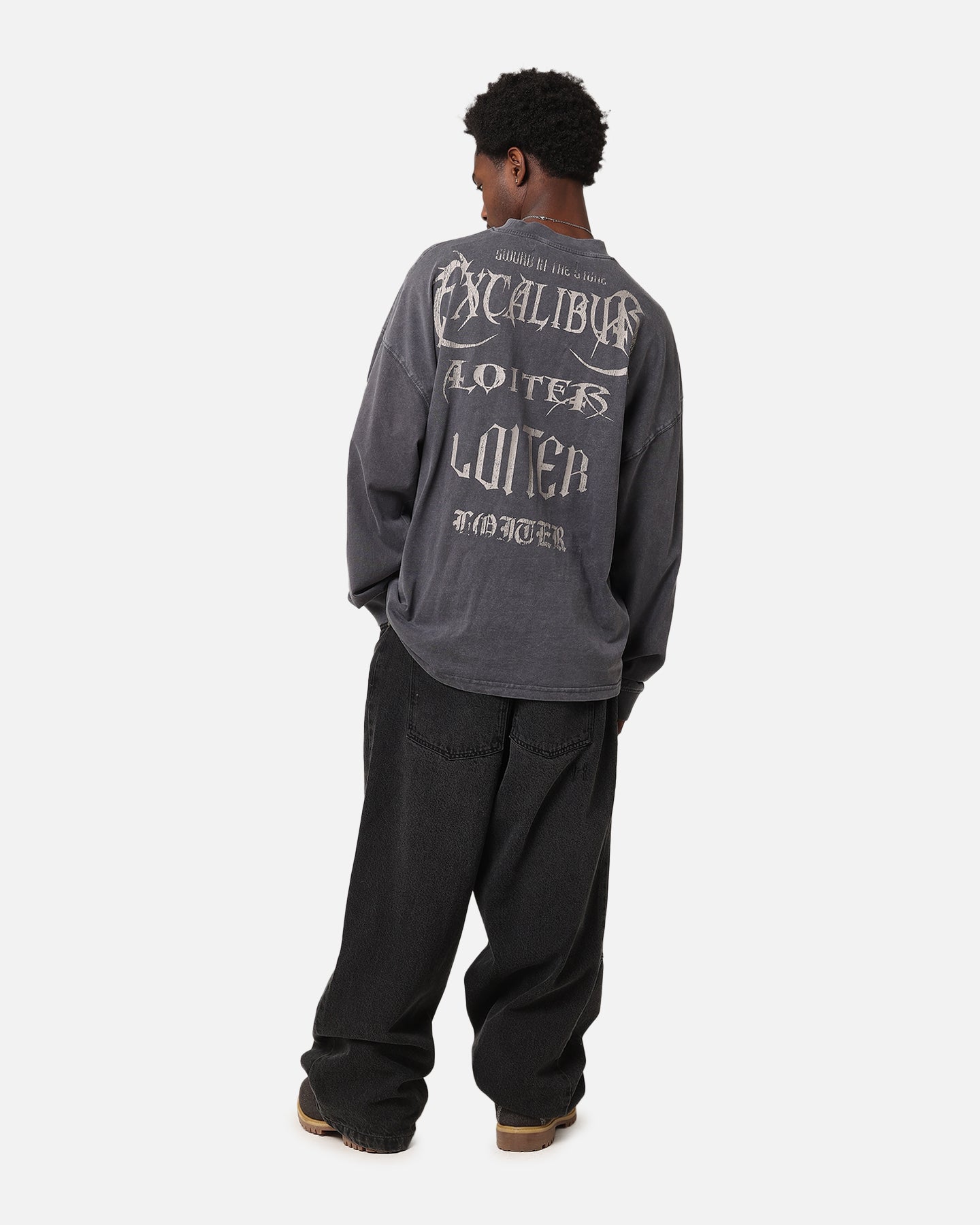 Loiter Excalibur Long Sleeve T-Shirt Washed Black | Culture Kings US