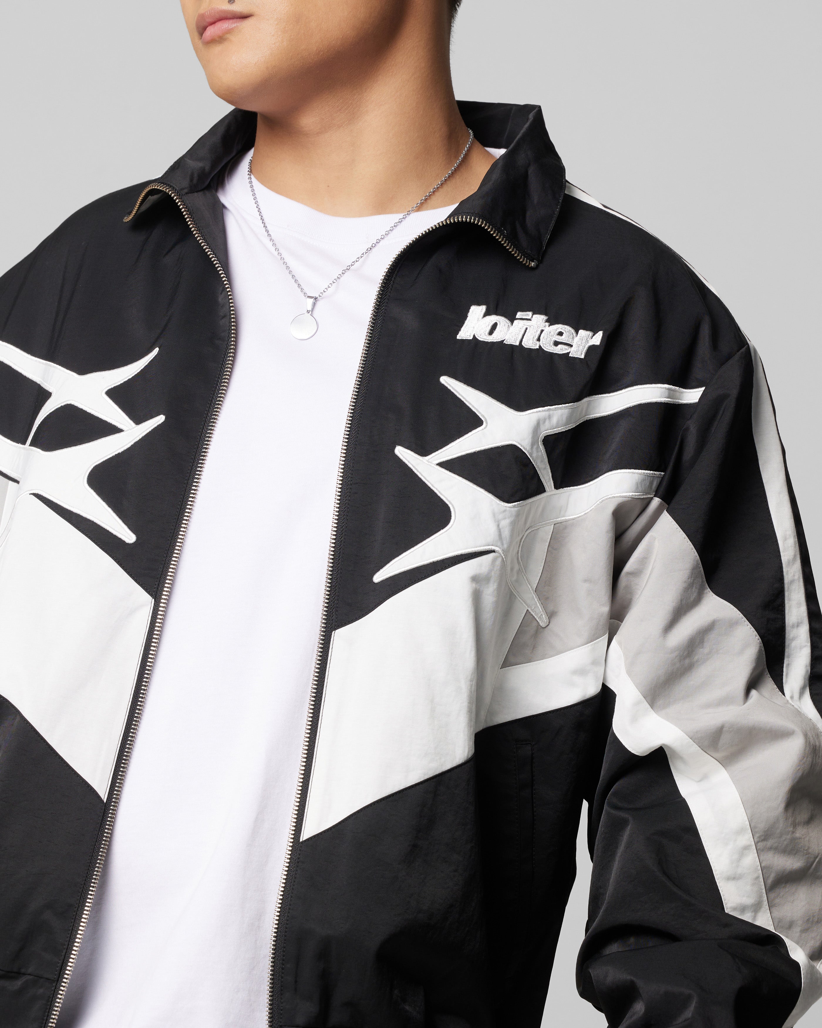 Loiter Hybrid Track Jacket Black/Grey | Culture Kings US