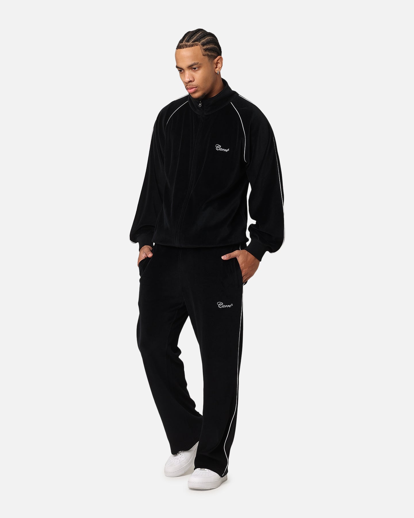 Carre Gorgeous Velour Track Jacket Black | Culture Kings US
