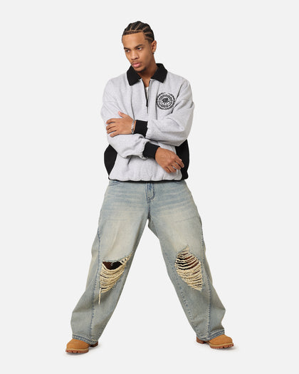 Carre Gorgeous Quater Zip Crewneck Sweater Light Marle