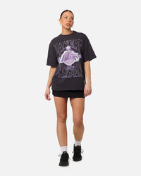 Mitchell & Ness Women's Los Angeles Lakers NBA Champs Glitter T-Shirt Overdyed Black