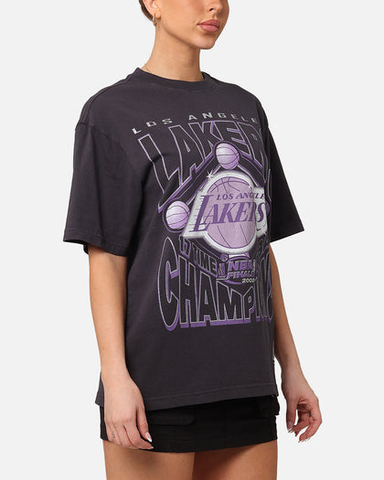 Mitchell & Ness Women's Los Angeles Lakers NBA Champs Glitter T-Shirt Overdyed Black