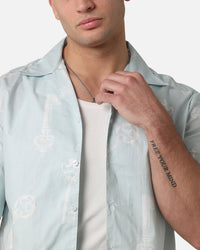 Saint Morta Skeleton Key Button Up Shirt Light Blue
