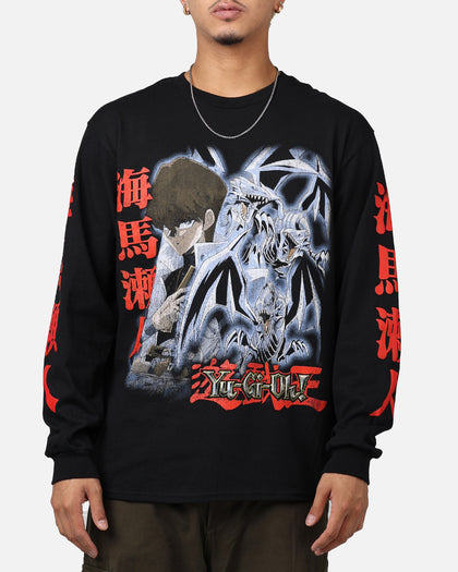 seto kaiba card sleeves Goat Crew X Yu-Gi-Oh! Seto Kaiba Long Sleeve T-Shirt Black