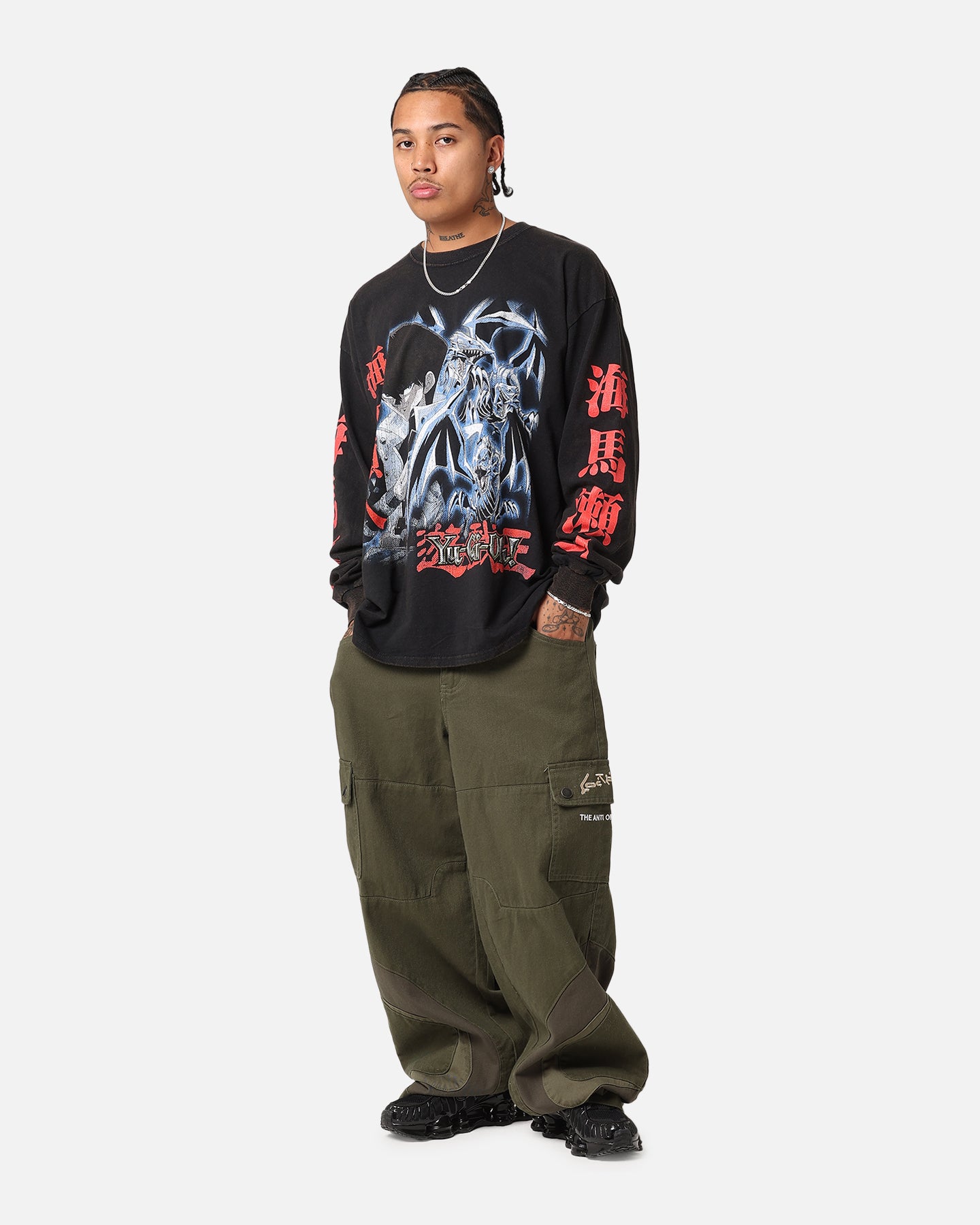 Goat Crew X Yu-Gi-Oh! Seto Kaiba Long Sleeve T-Shirt Black Wash