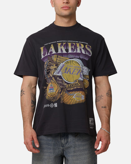 Mitchell & Ness Los Angeles Lakers Bevel Burst T-Shirt Overdyed Black