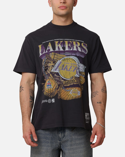 Mitchell & Ness Los Angeles Lakers Bevel Burst T-Shirt Overdyed Black
