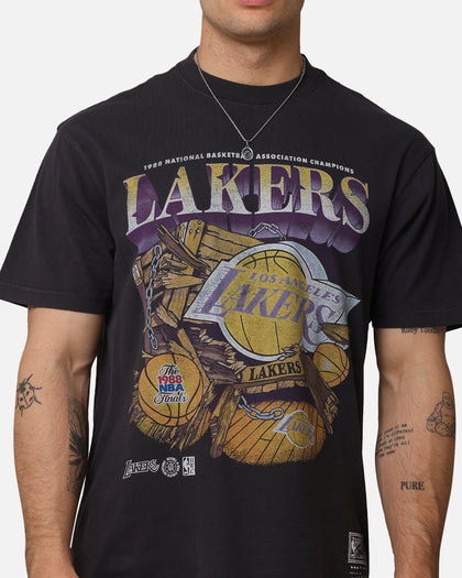 Mitchell & Ness Los Angeles Lakers Bevel Burst T-Shirt Overdyed Black