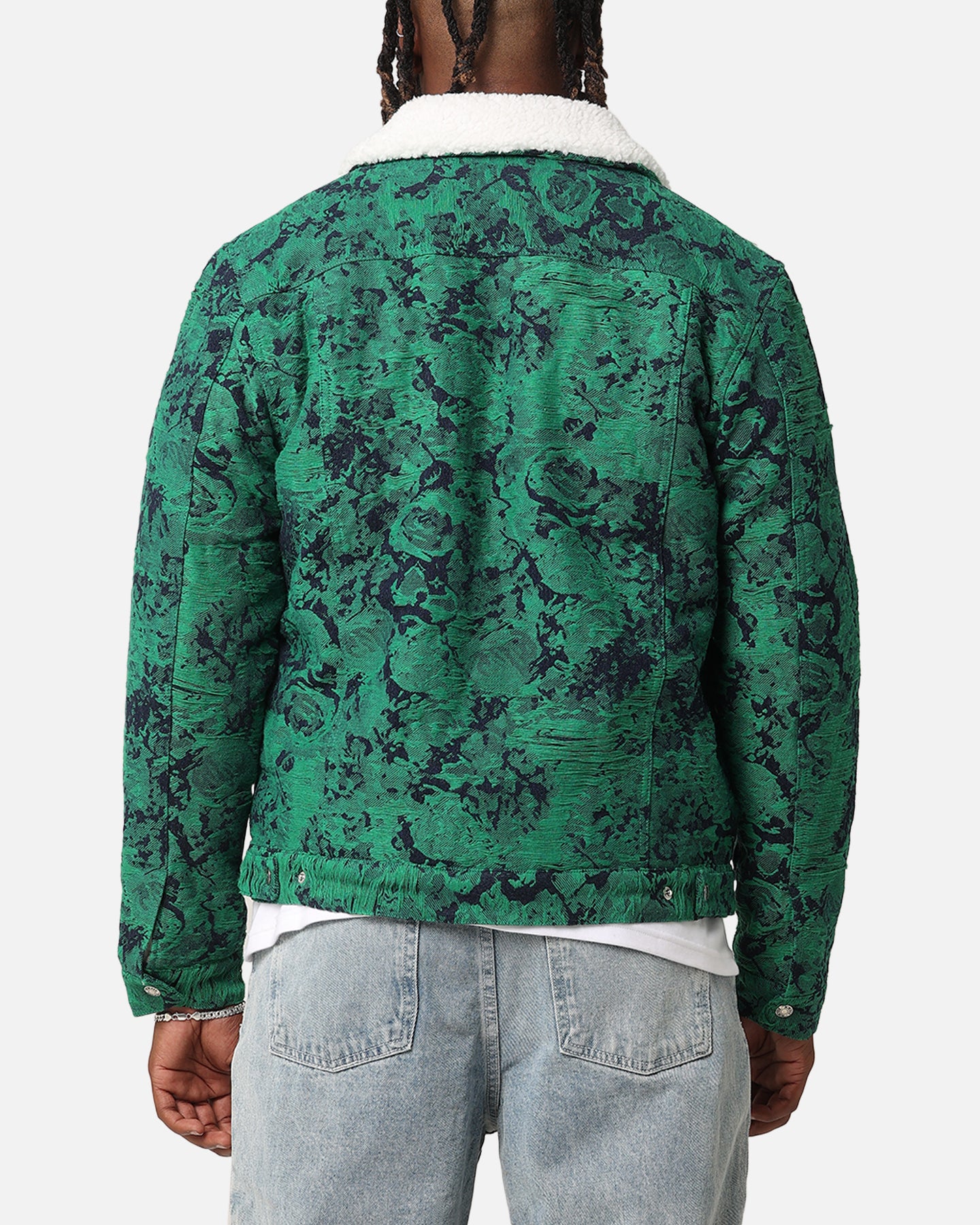 XXIII Chelsea Jacquard Sherpa Jacket Green/Blue | Culture Kings US