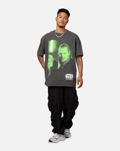 Star Wars Qui Gon Jinn Heavyweight T-Shirt Black Wash