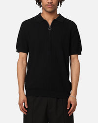 XXIII Herringbone Quater Zip Polo Shirt Black