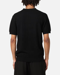 XXIII Herringbone Quater Zip Polo Shirt Black