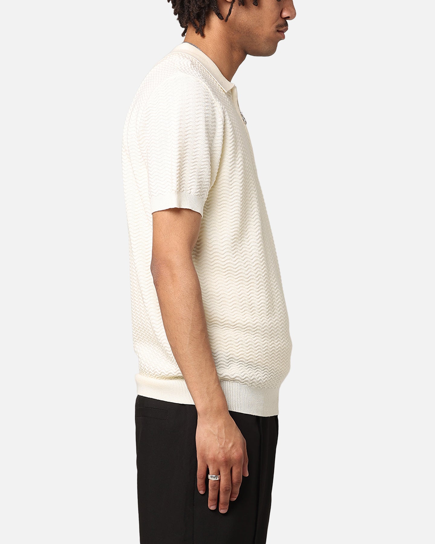 XXIII Herringbone Quater Zip Polo Shirt Cream | Culture Kings US