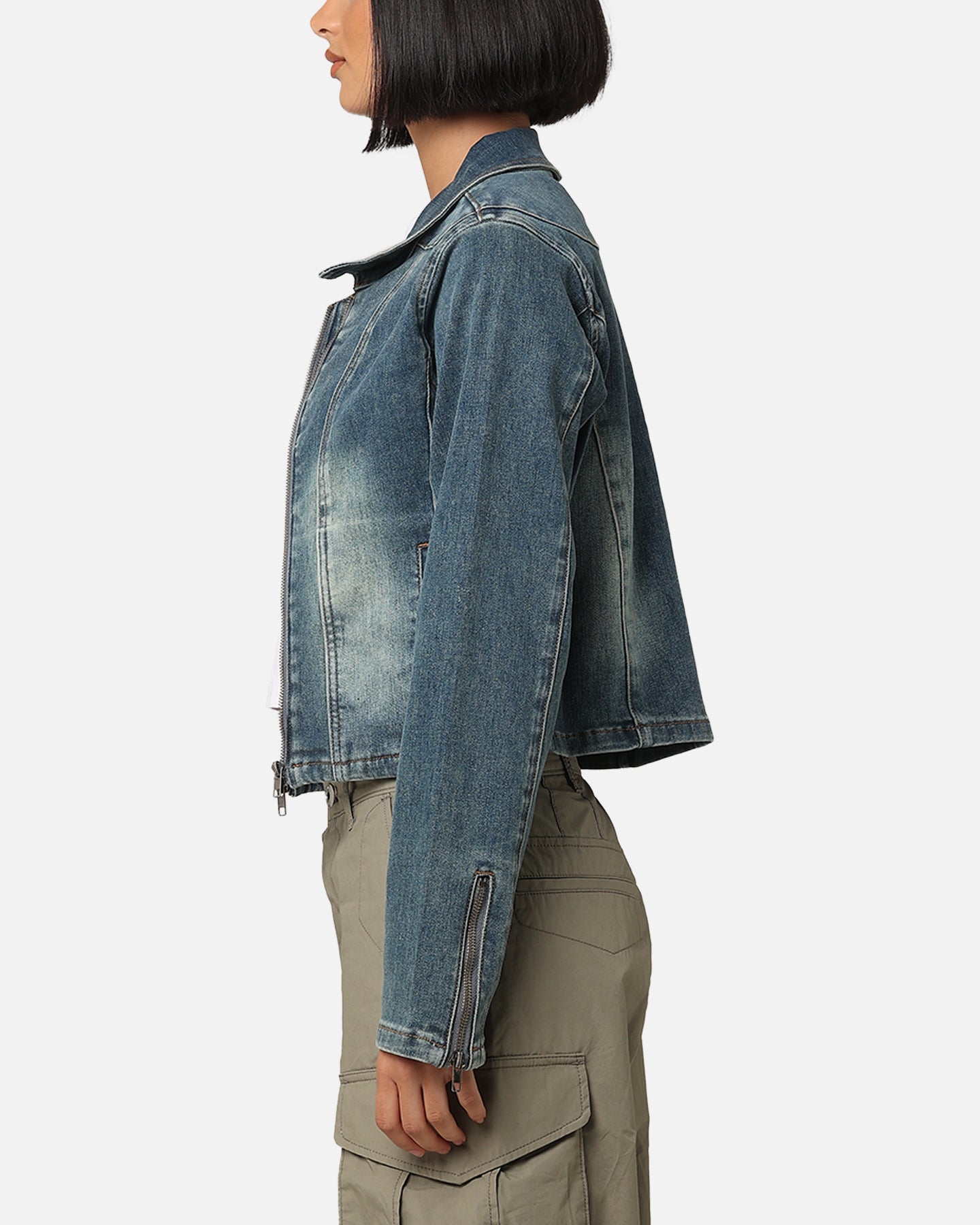 XXIII Women's Josie Fitted Denim Jacket Dark Denim | Culture Kings US