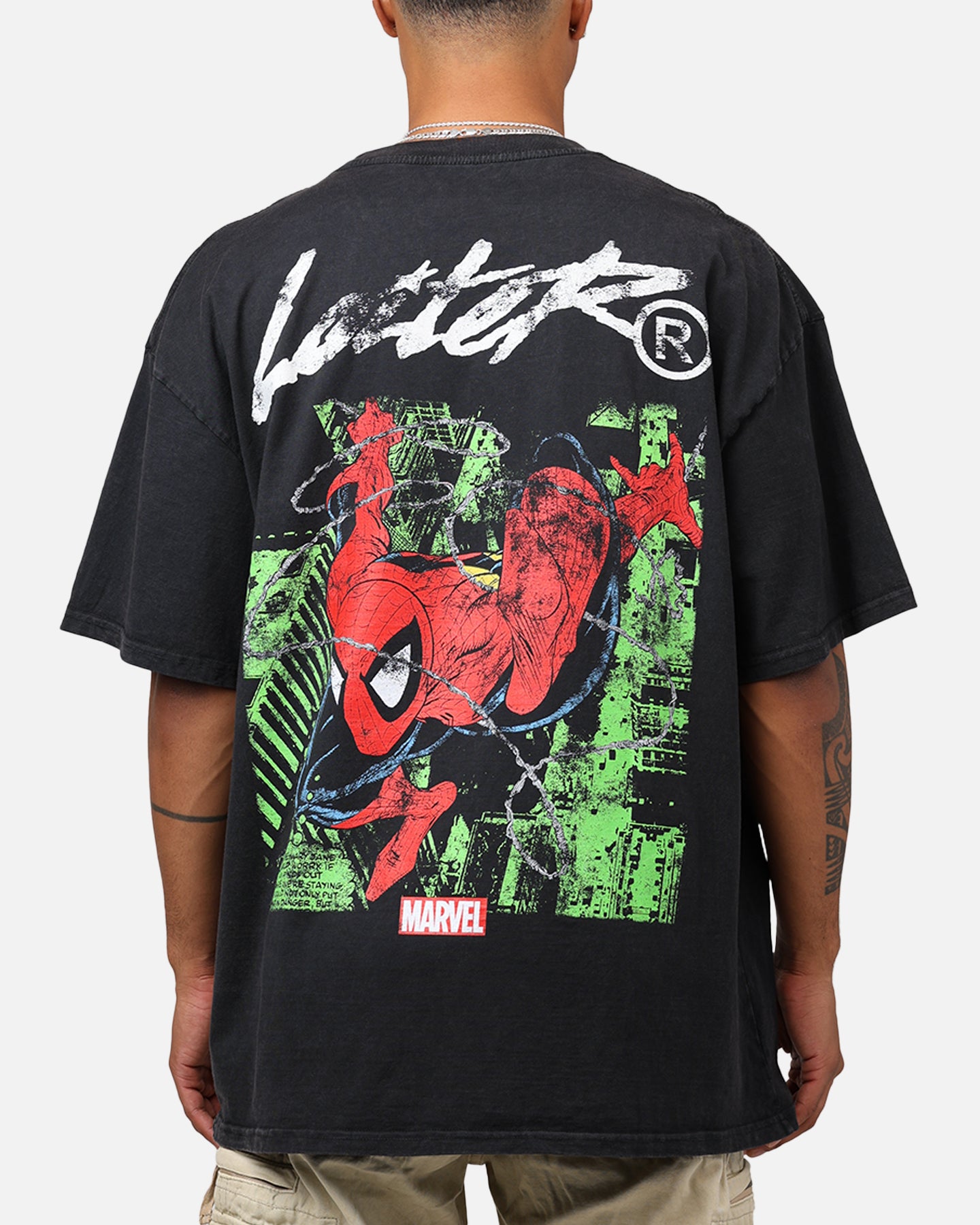 Marvel Spider-Man T-Shirt Black Acidwash | Culture Kings US