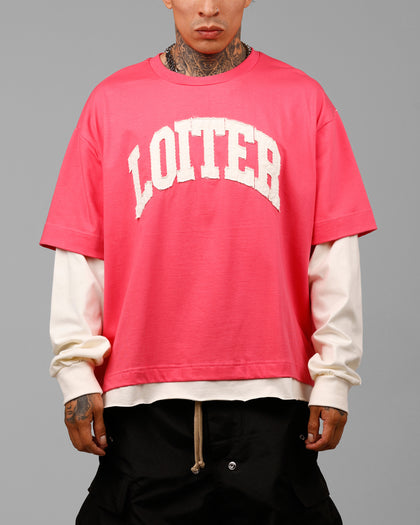 Loiter Impact Long Sleeve T-Shirt Washed Pink/White