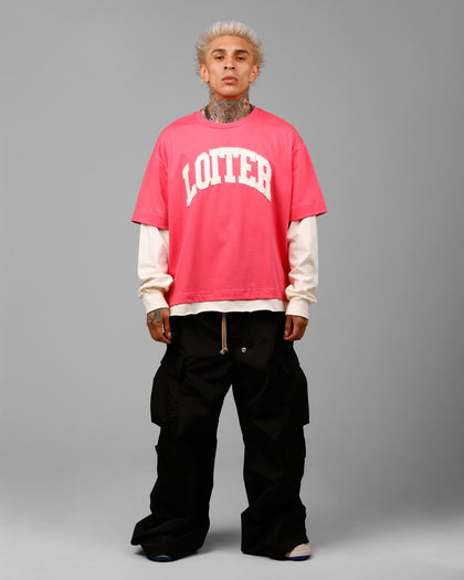 Loiter Impact Long Sleeve T-Shirt Washed Pink/White