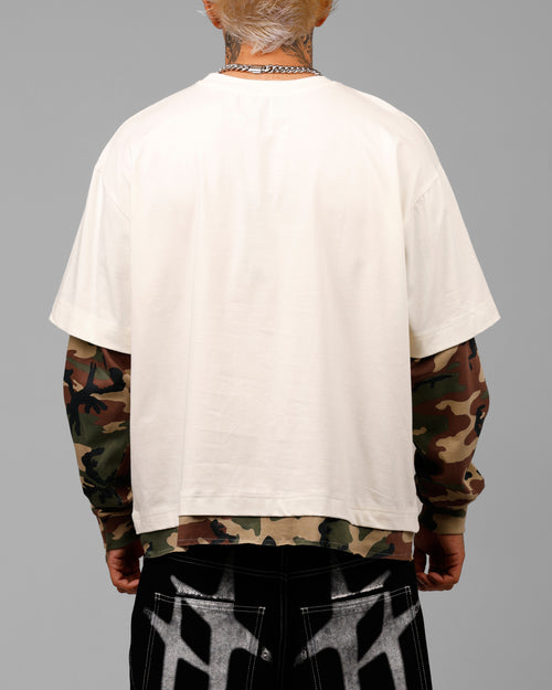 Loiter Impact Long Sleeve T-Shirt Washed White/Camo