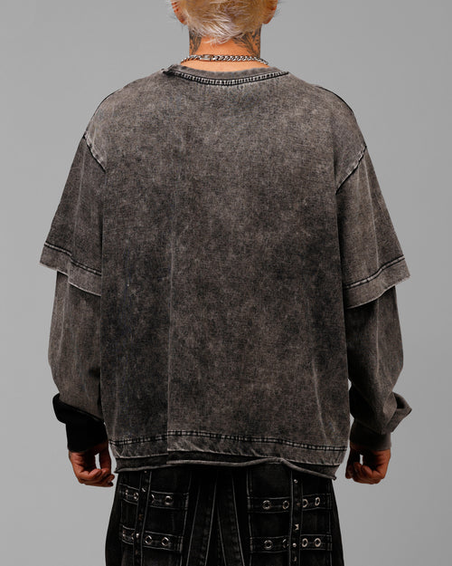 Loiter Impact Long Sleeve T-Shirt Washed Black/White