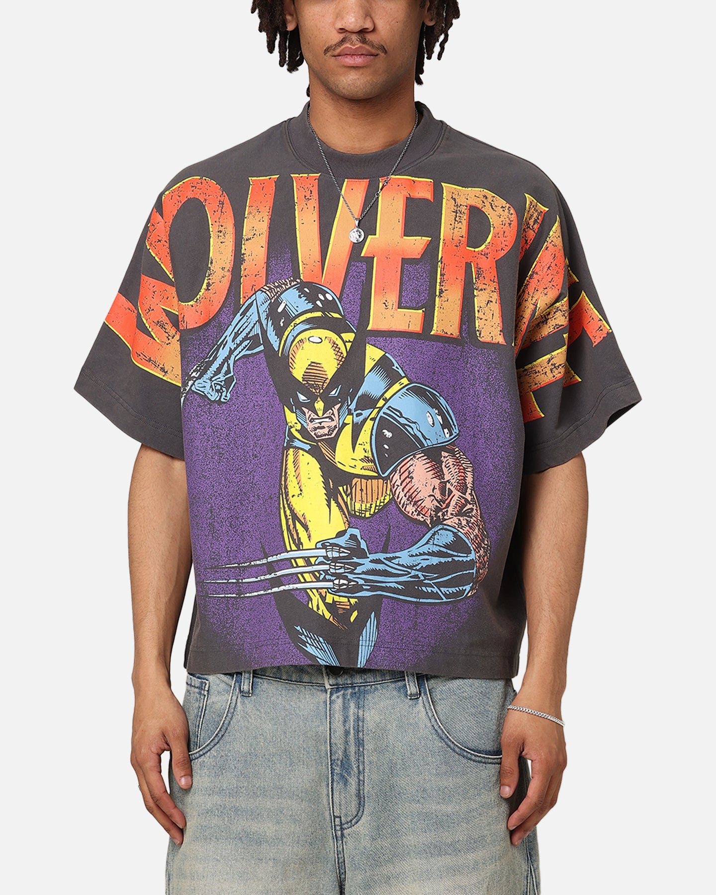 Loiter Marvel X-Men Wolverine Overprint T-Shirt Vintage Charcoal