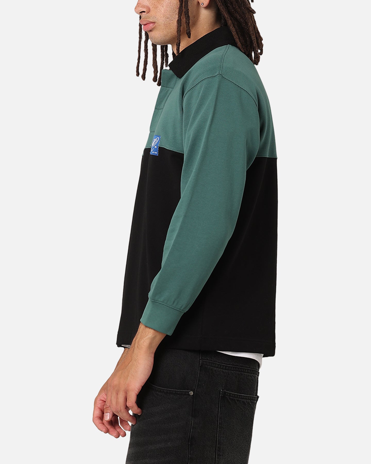 Carre Block Rugby Polo Shirt Green/Black | Culture Kings US